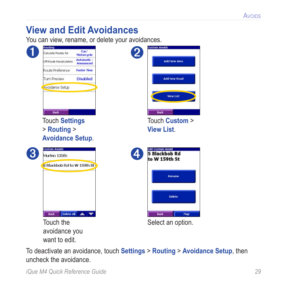 View and edit avoidances | Garmin iQue M4 User Manual | Page 29 / 36