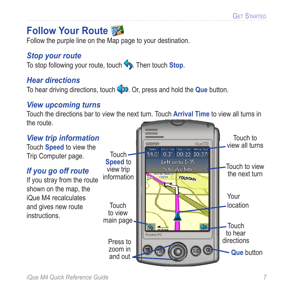 Follow your route | Garmin iQue M4 User Manual | Page 7 / 36