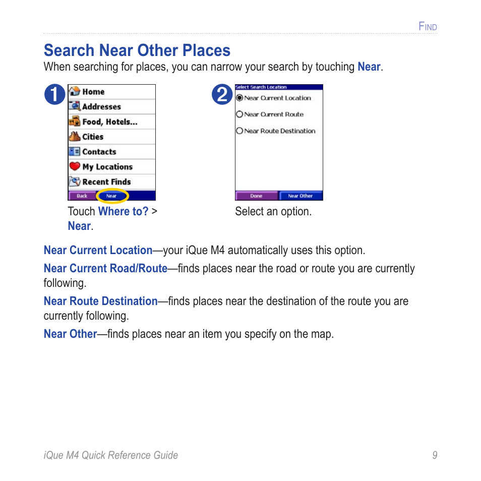 Search near other places | Garmin iQue M4 User Manual | Page 9 / 36