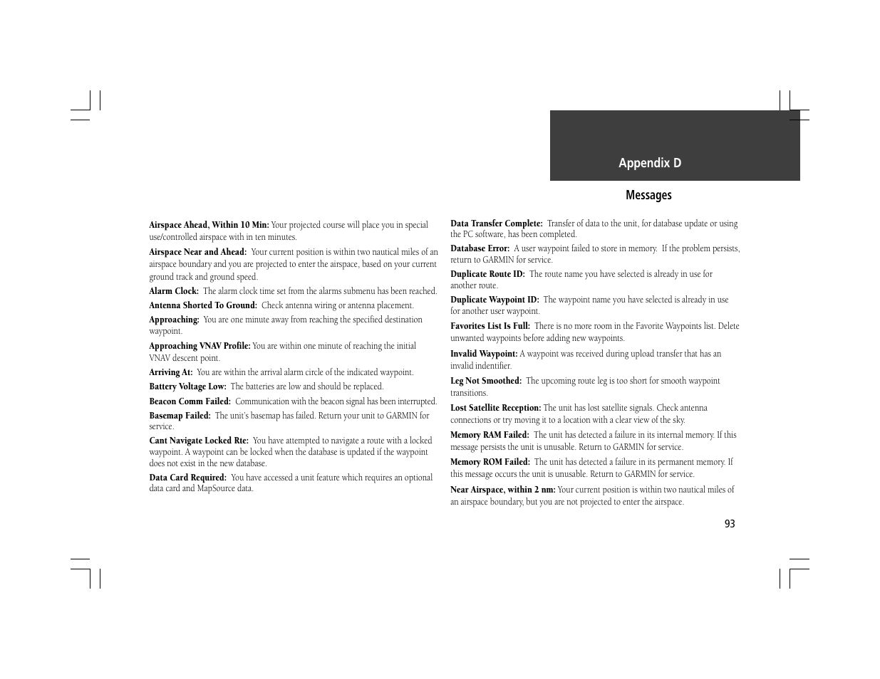 Garmin GPSMAP 295 User Manual | Page 103 / 116