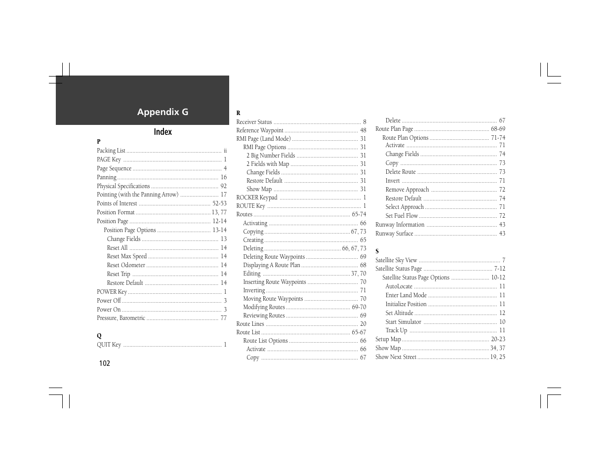 Appendix g, Index | Garmin GPSMAP 295 User Manual | Page 112 / 116