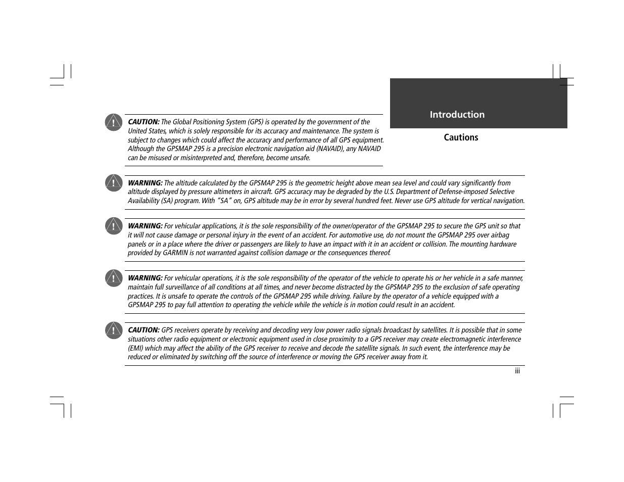 Garmin GPSMAP 295 User Manual | Page 5 / 116