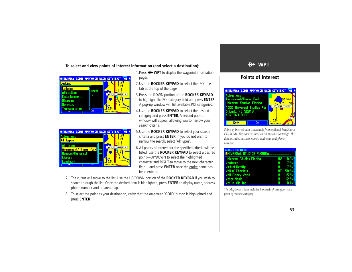 Points of interest | Garmin GPSMAP 295 User Manual | Page 63 / 116