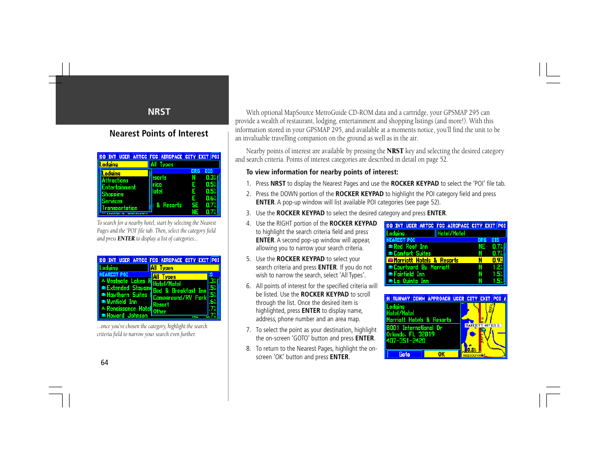Garmin GPSMAP 295 User Manual | Page 74 / 116