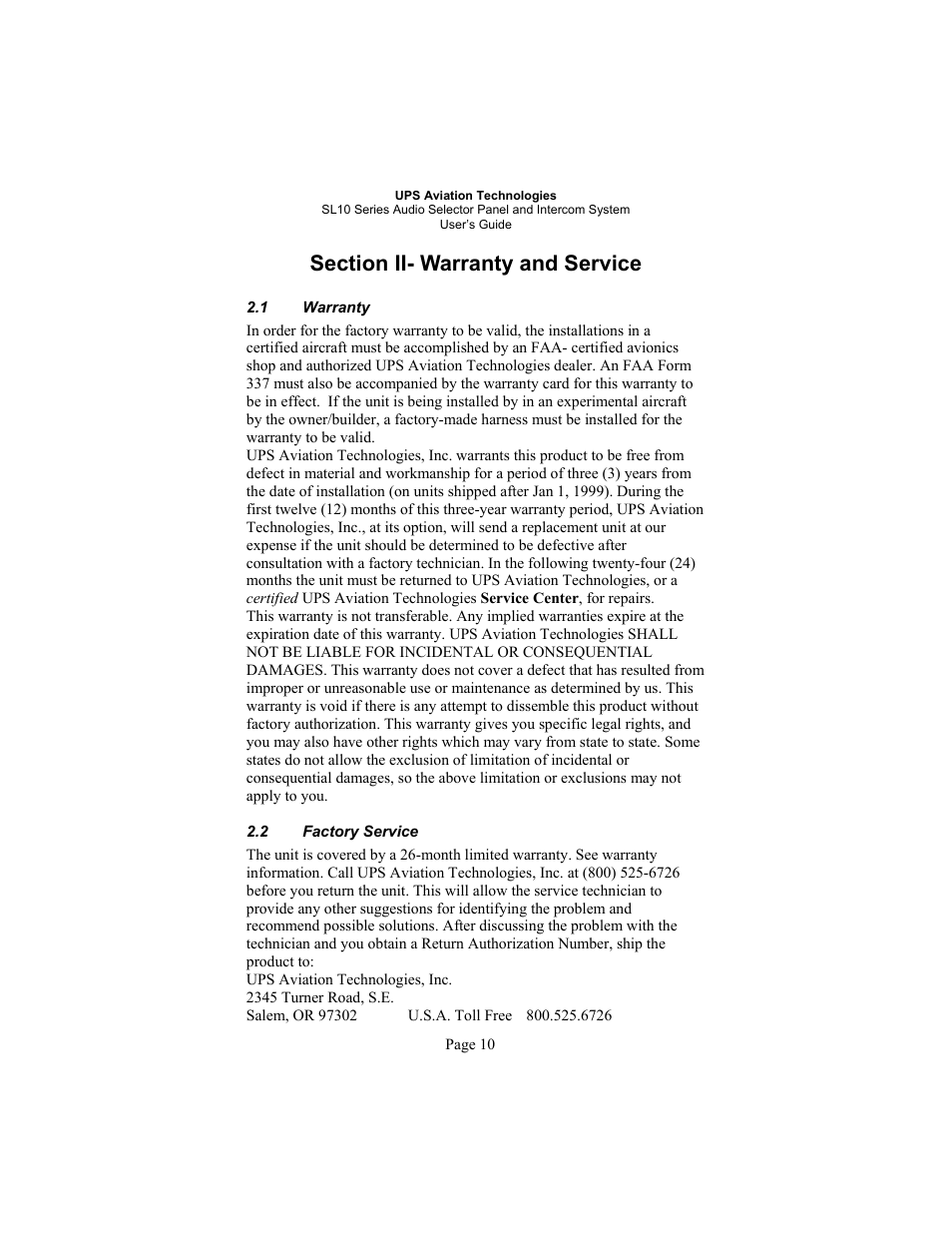 Garmin SL10 User Manual | Page 14 / 16
