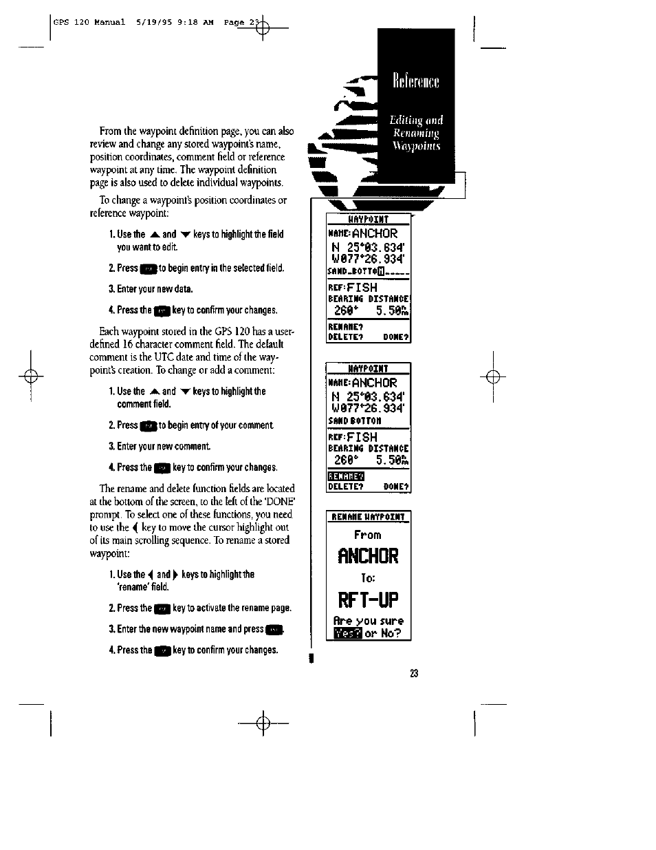 Rnchdr, Rft-up | Garmin GPS 120 User Manual | Page 31 / 71