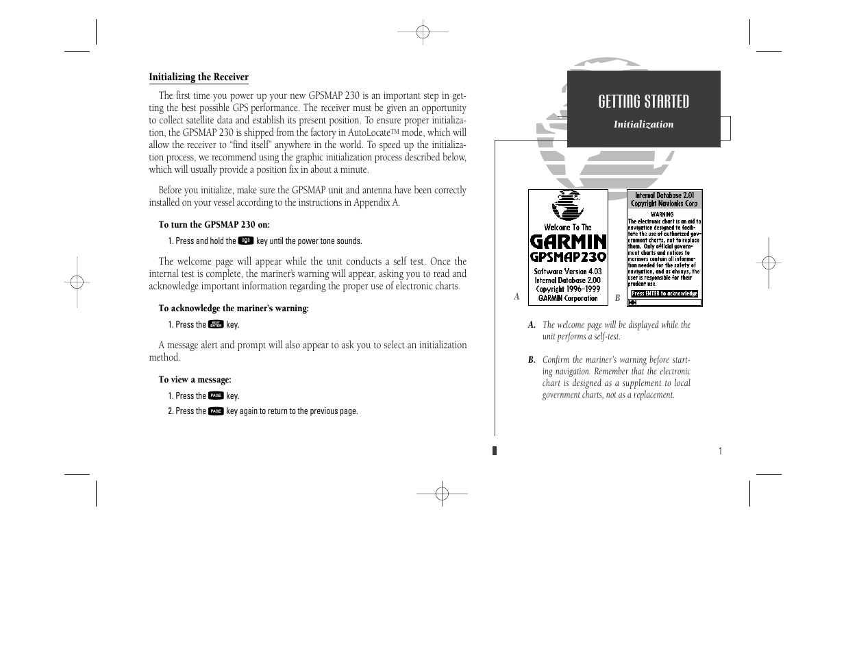 Getting started | Garmin GPSMAP 230 User Manual | Page 13 / 96