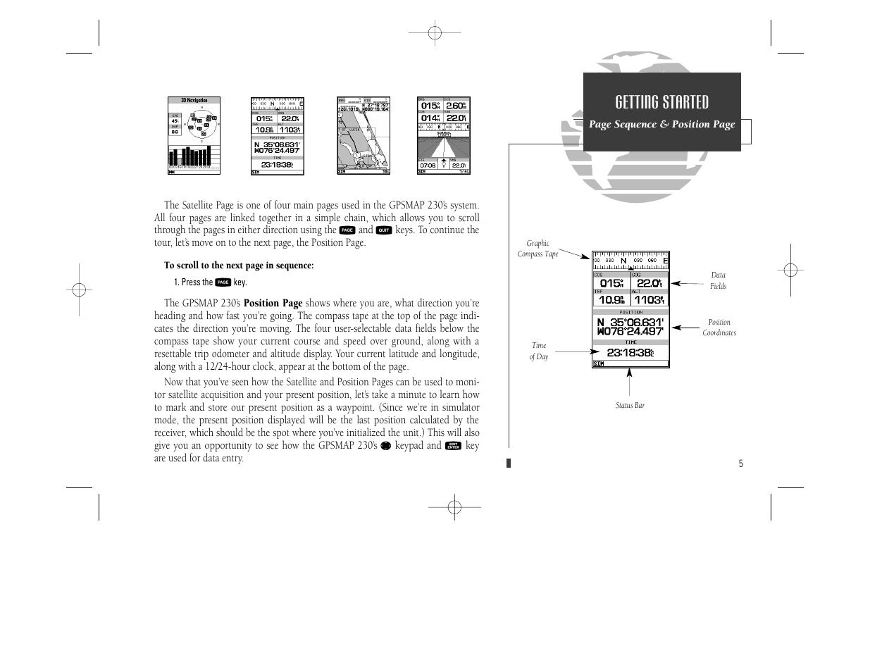 Getting started | Garmin GPSMAP 230 User Manual | Page 17 / 96