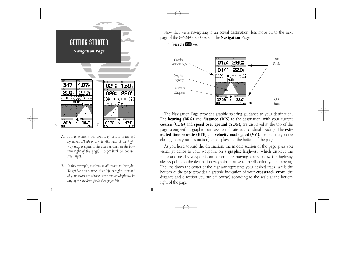 Getting started | Garmin GPSMAP 230 User Manual | Page 24 / 96