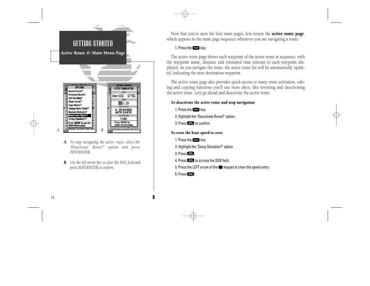 Getting started | Garmin GPSMAP 230 User Manual | Page 26 / 96