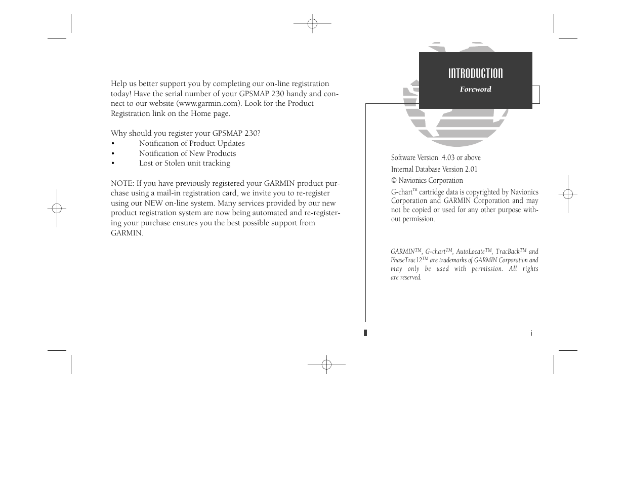 Introduction | Garmin GPSMAP 230 User Manual | Page 3 / 96