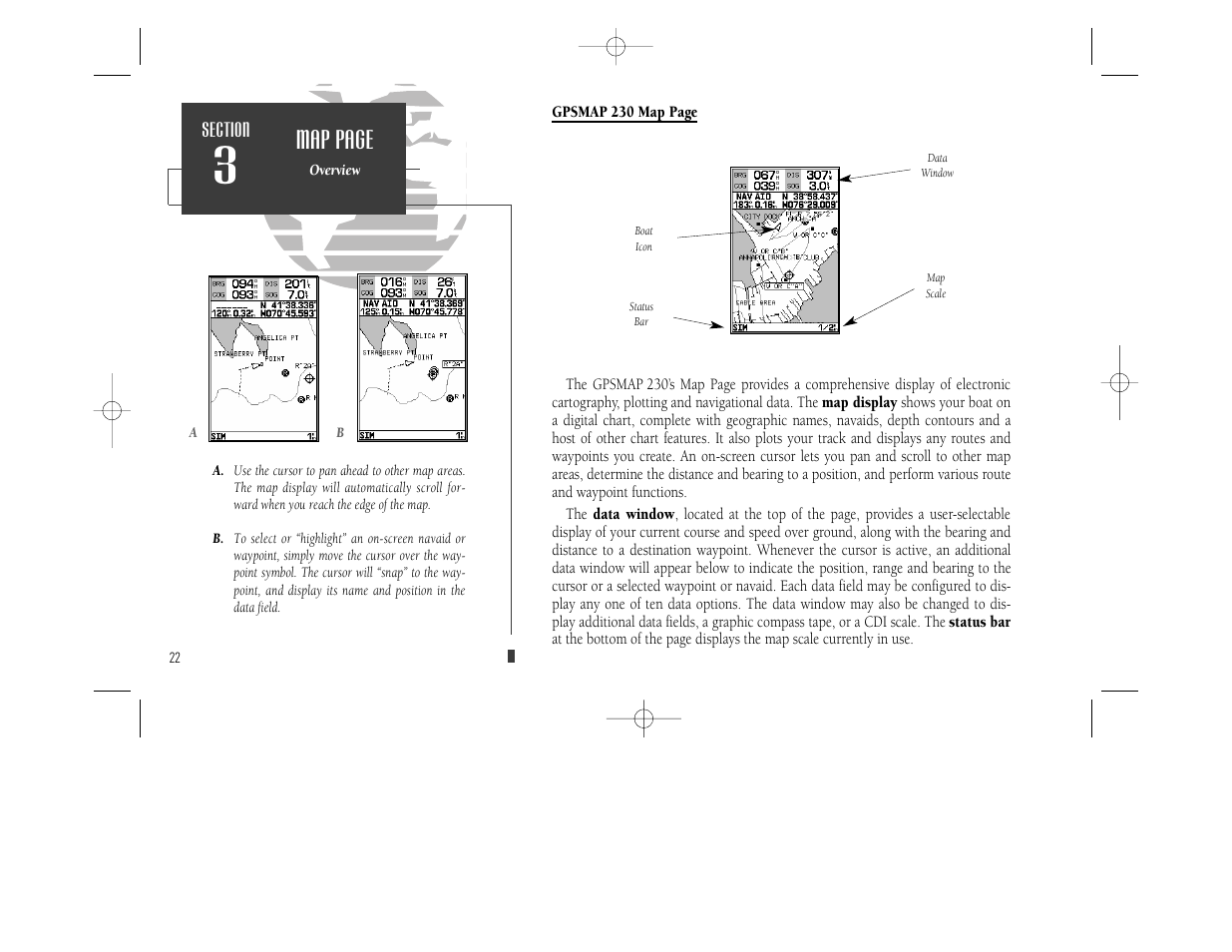 Map page | Garmin GPSMAP 230 User Manual | Page 34 / 96