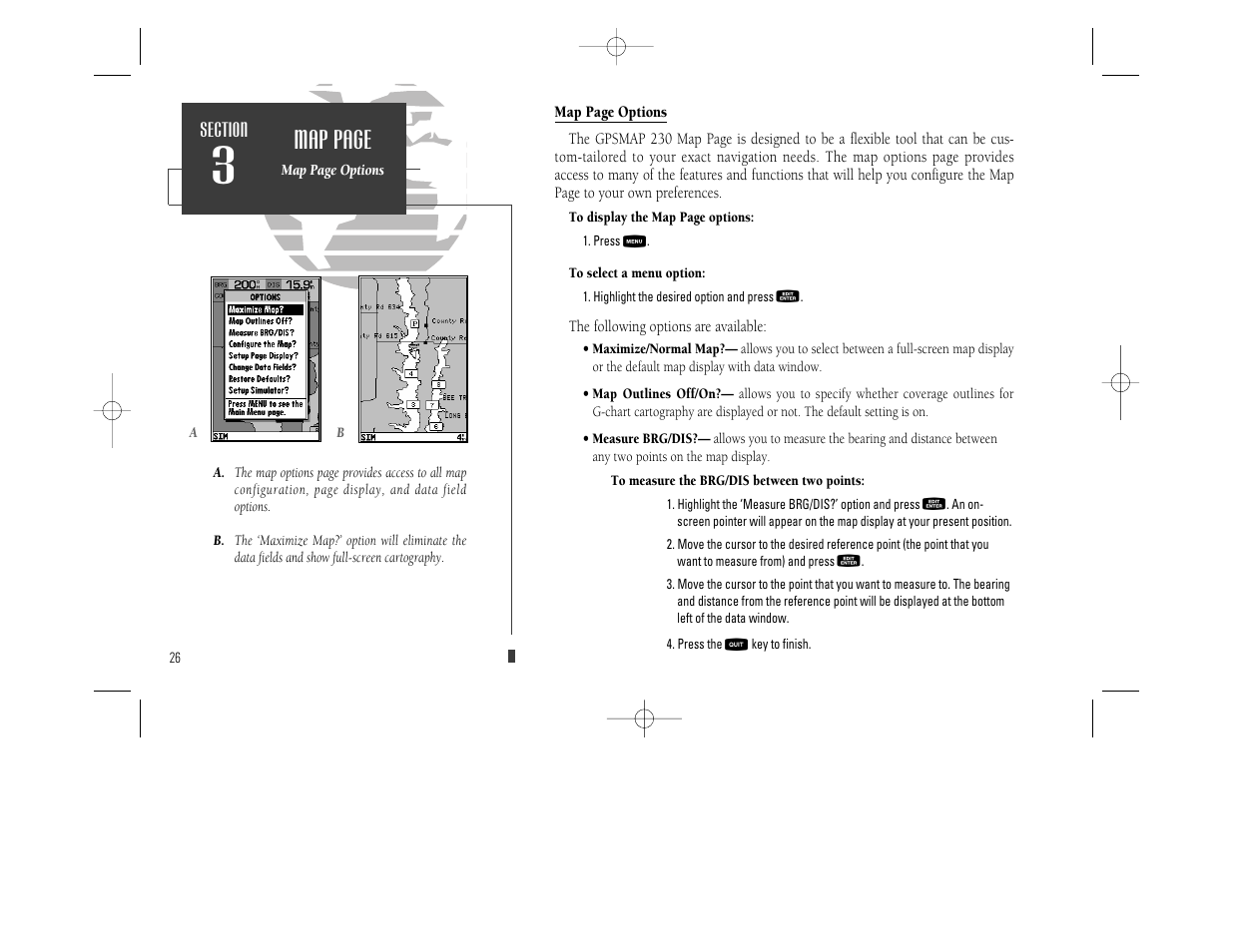 Map page | Garmin GPSMAP 230 User Manual | Page 38 / 96