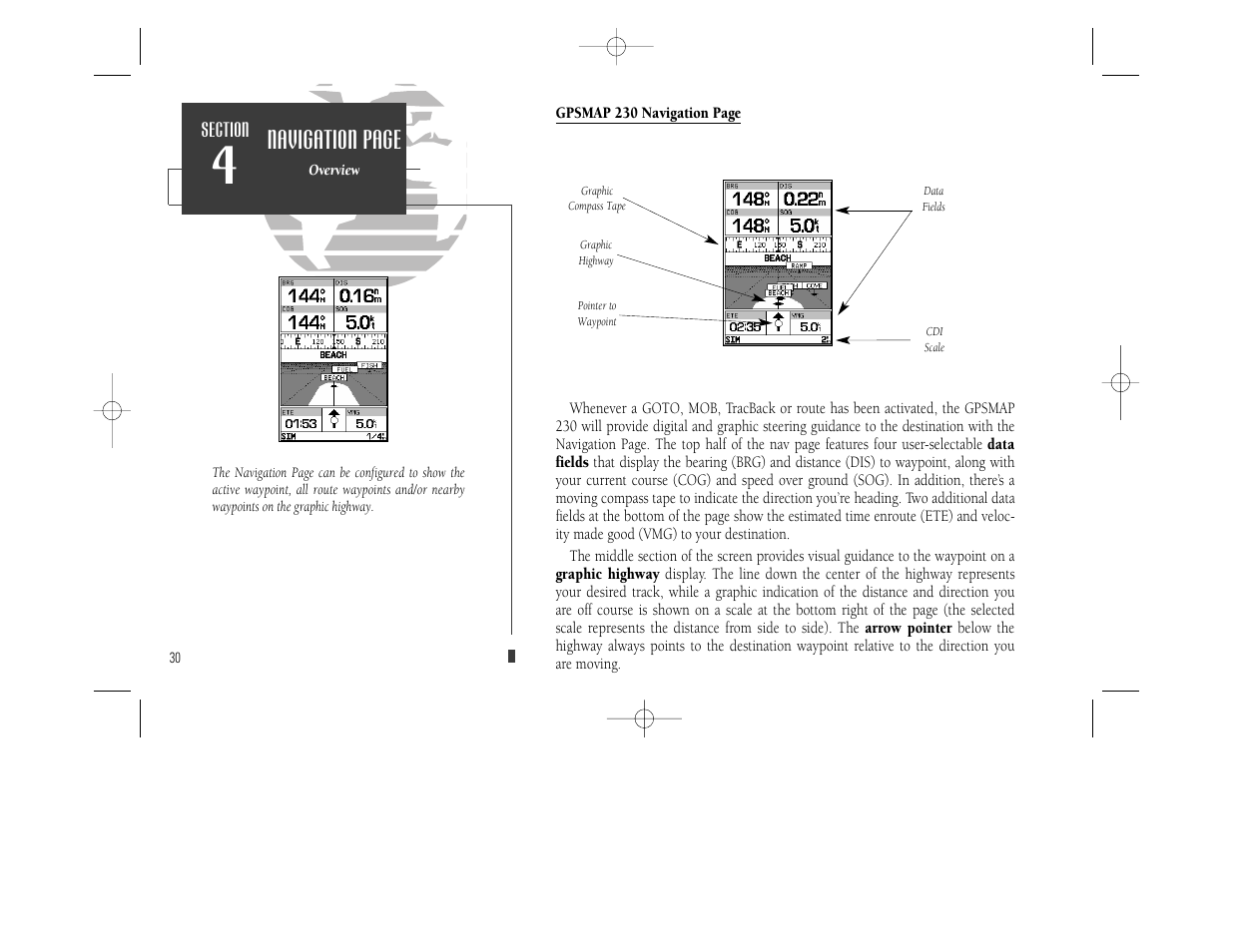 Navigation page | Garmin GPSMAP 230 User Manual | Page 42 / 96