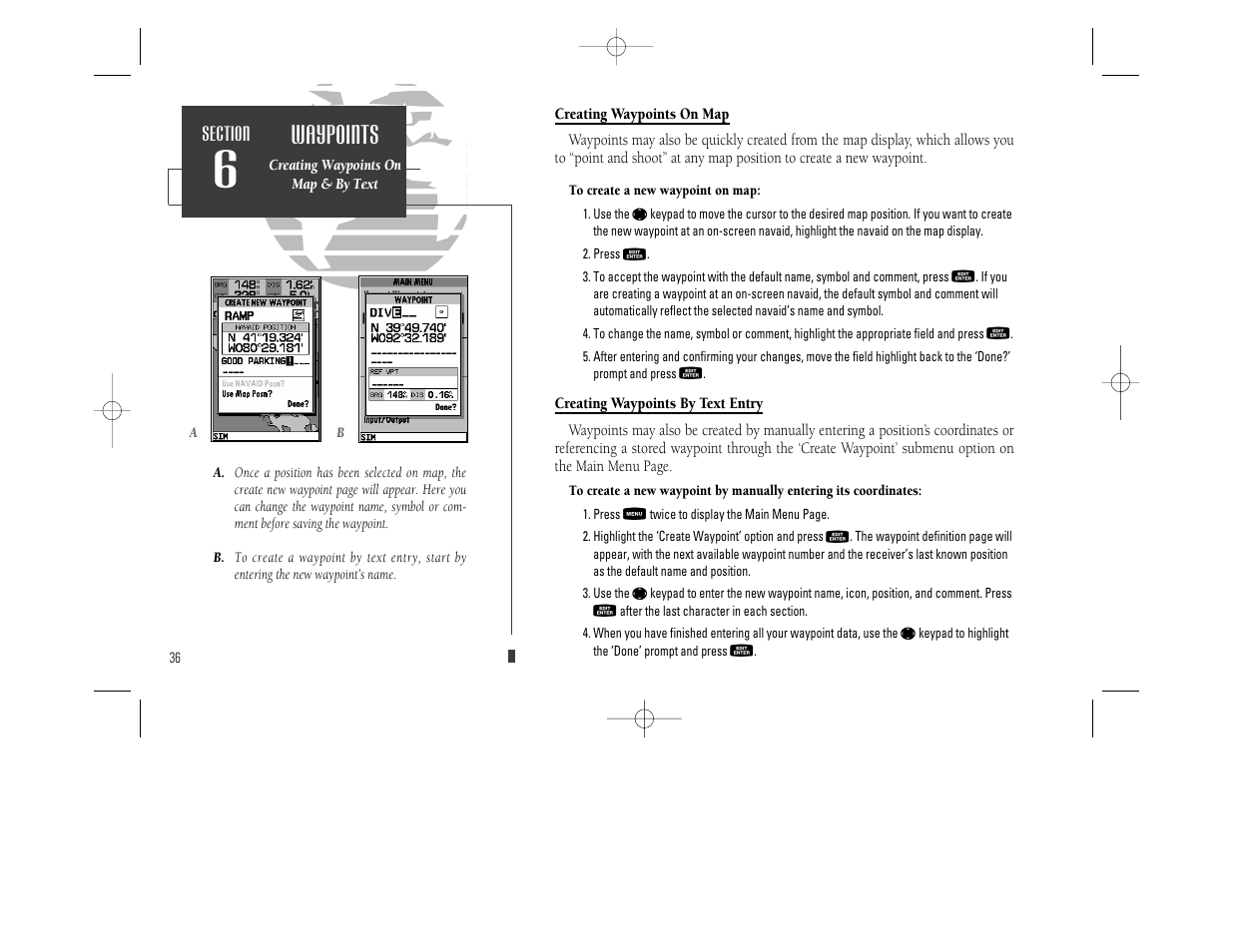 Waypoints | Garmin GPSMAP 230 User Manual | Page 48 / 96