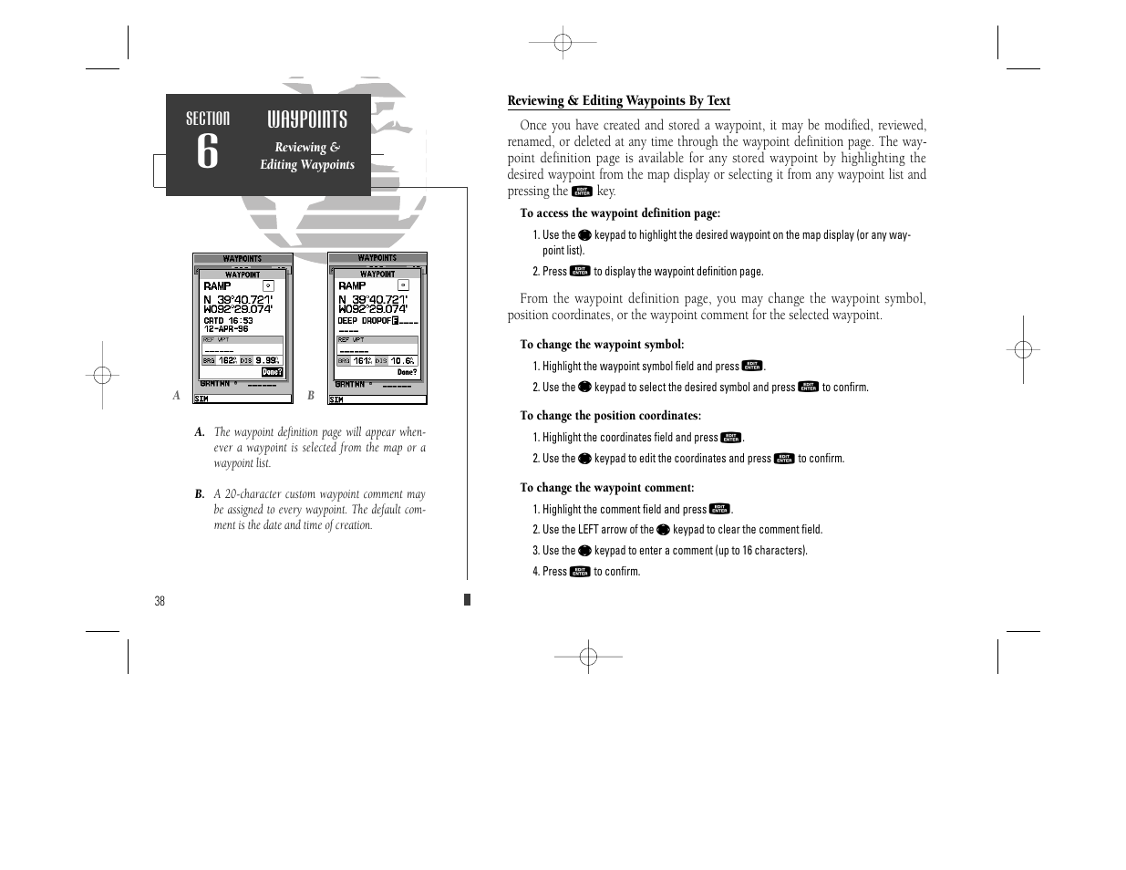 Waypoints | Garmin GPSMAP 230 User Manual | Page 50 / 96