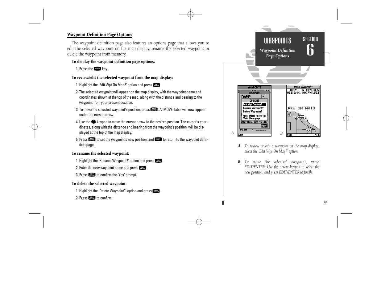 Waypoints | Garmin GPSMAP 230 User Manual | Page 51 / 96