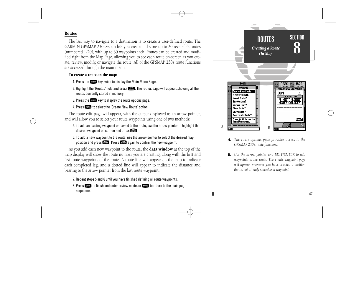 Routes | Garmin GPSMAP 230 User Manual | Page 59 / 96