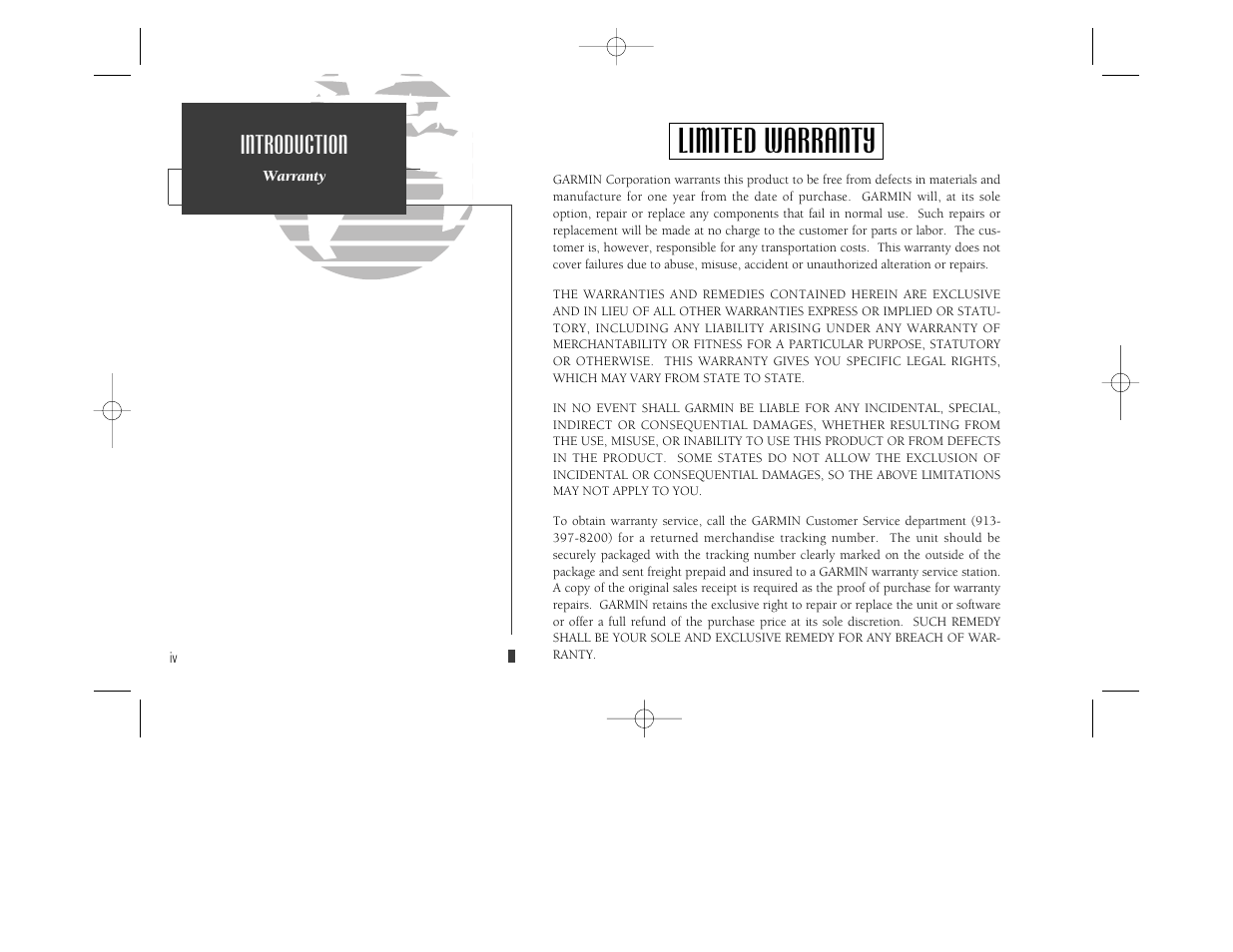 Limited warranty, Introduction | Garmin GPSMAP 230 User Manual | Page 6 / 96