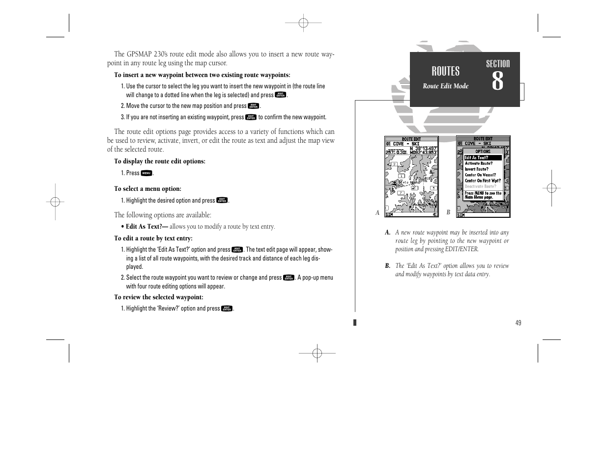 Routes | Garmin GPSMAP 230 User Manual | Page 61 / 96