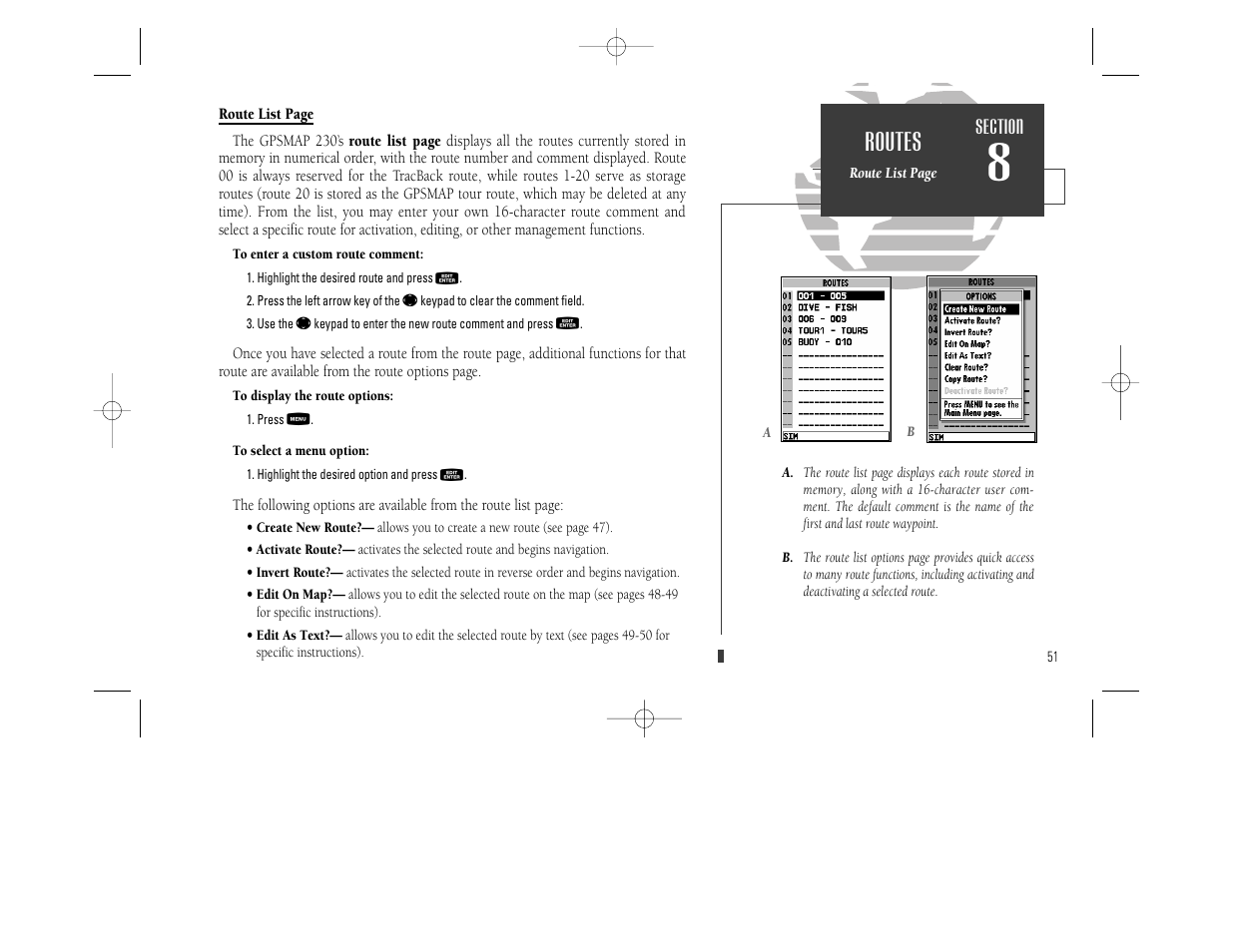 Routes | Garmin GPSMAP 230 User Manual | Page 63 / 96