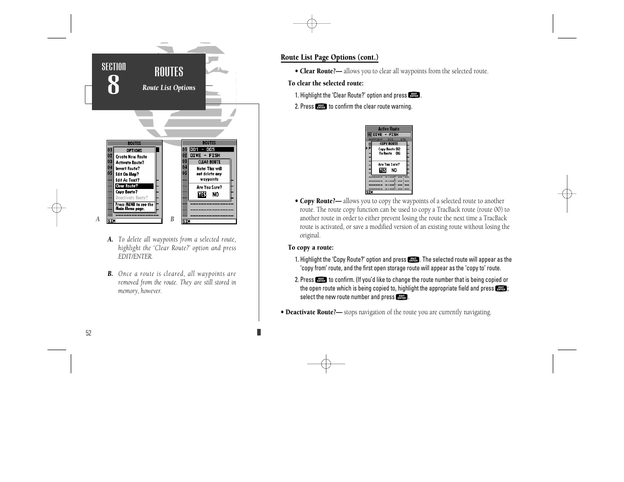 Routes | Garmin GPSMAP 230 User Manual | Page 64 / 96