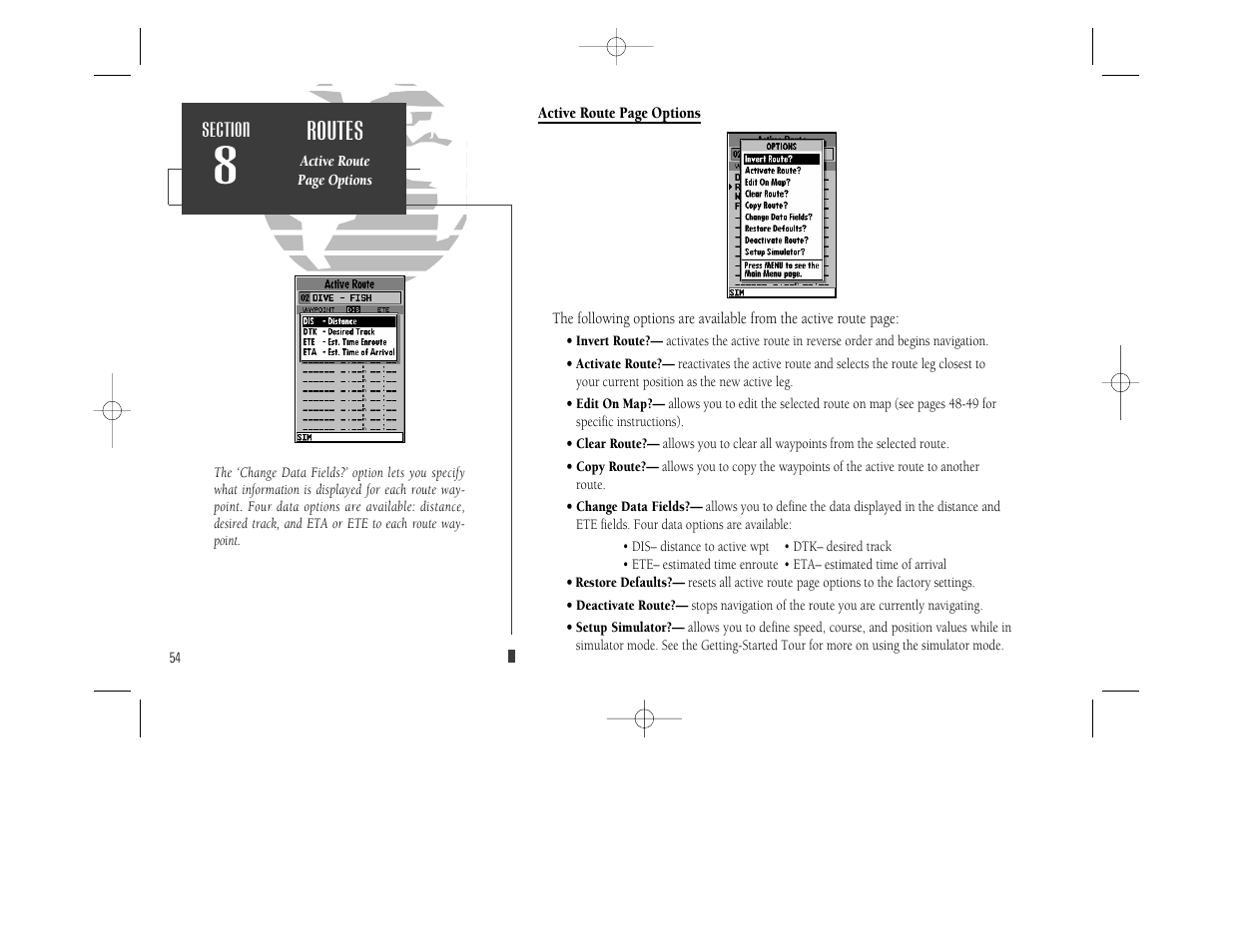 Routes | Garmin GPSMAP 230 User Manual | Page 66 / 96