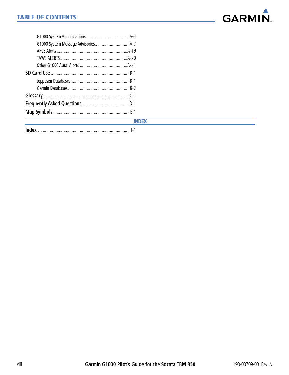 Garmin G1000 Socata TBM 850 User Manual | Page 10 / 542