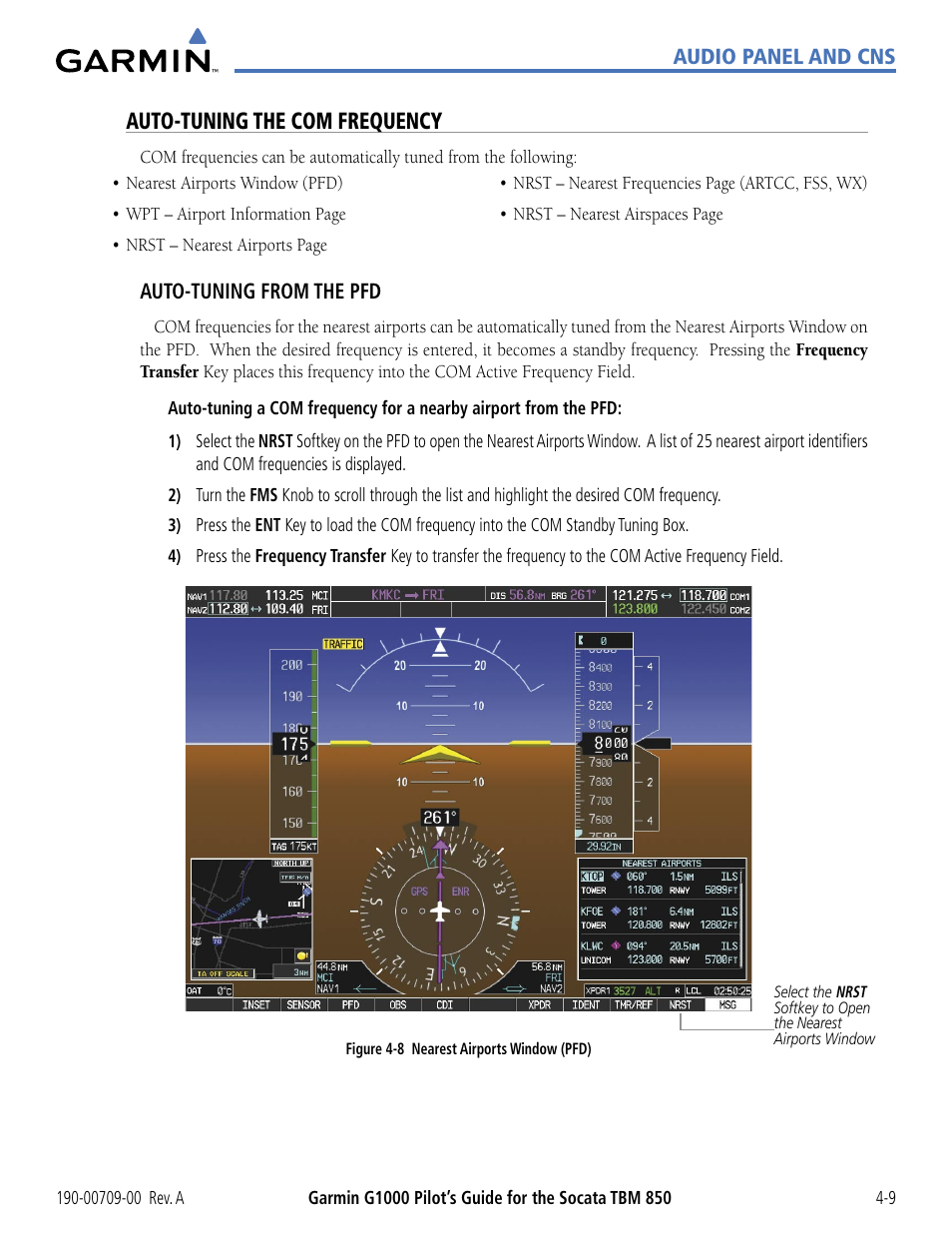 Auto-tuning the com frequency | Garmin G1000 Socata TBM 850 User Manual | Page 115 / 542