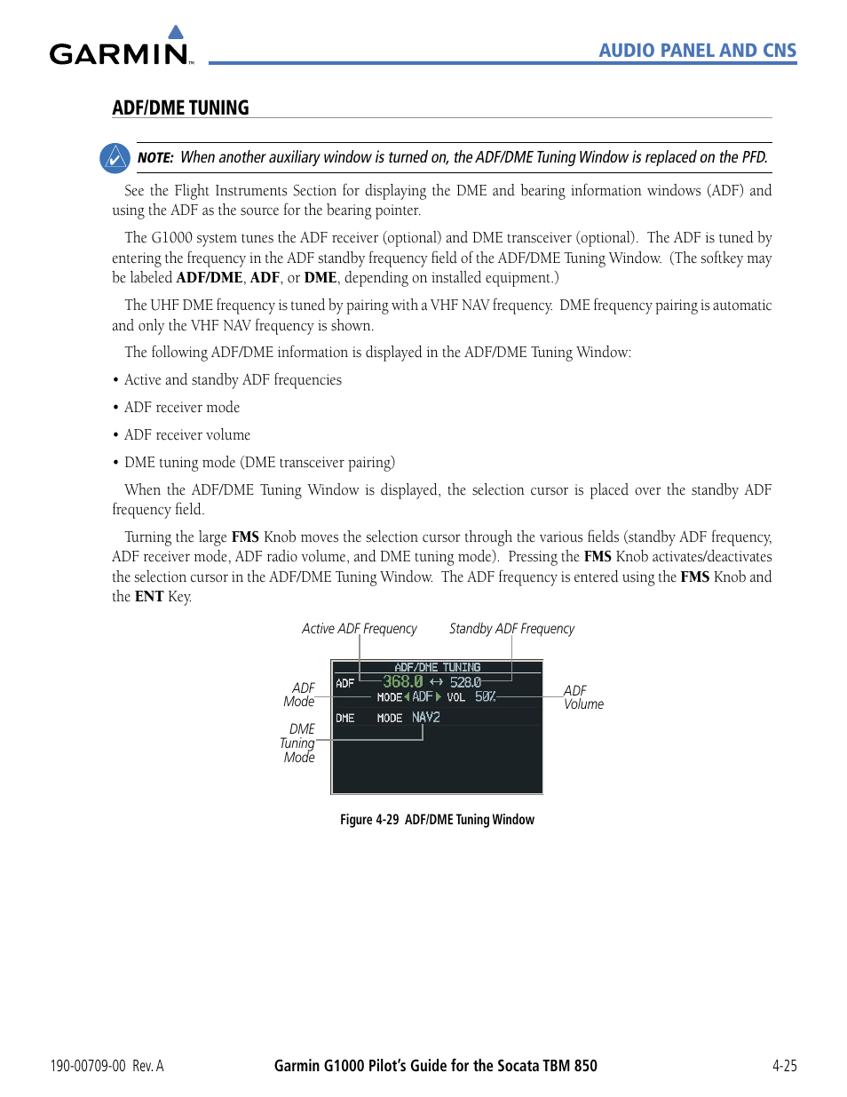 Adf/dme tuning | Garmin G1000 Socata TBM 850 User Manual | Page 131 / 542