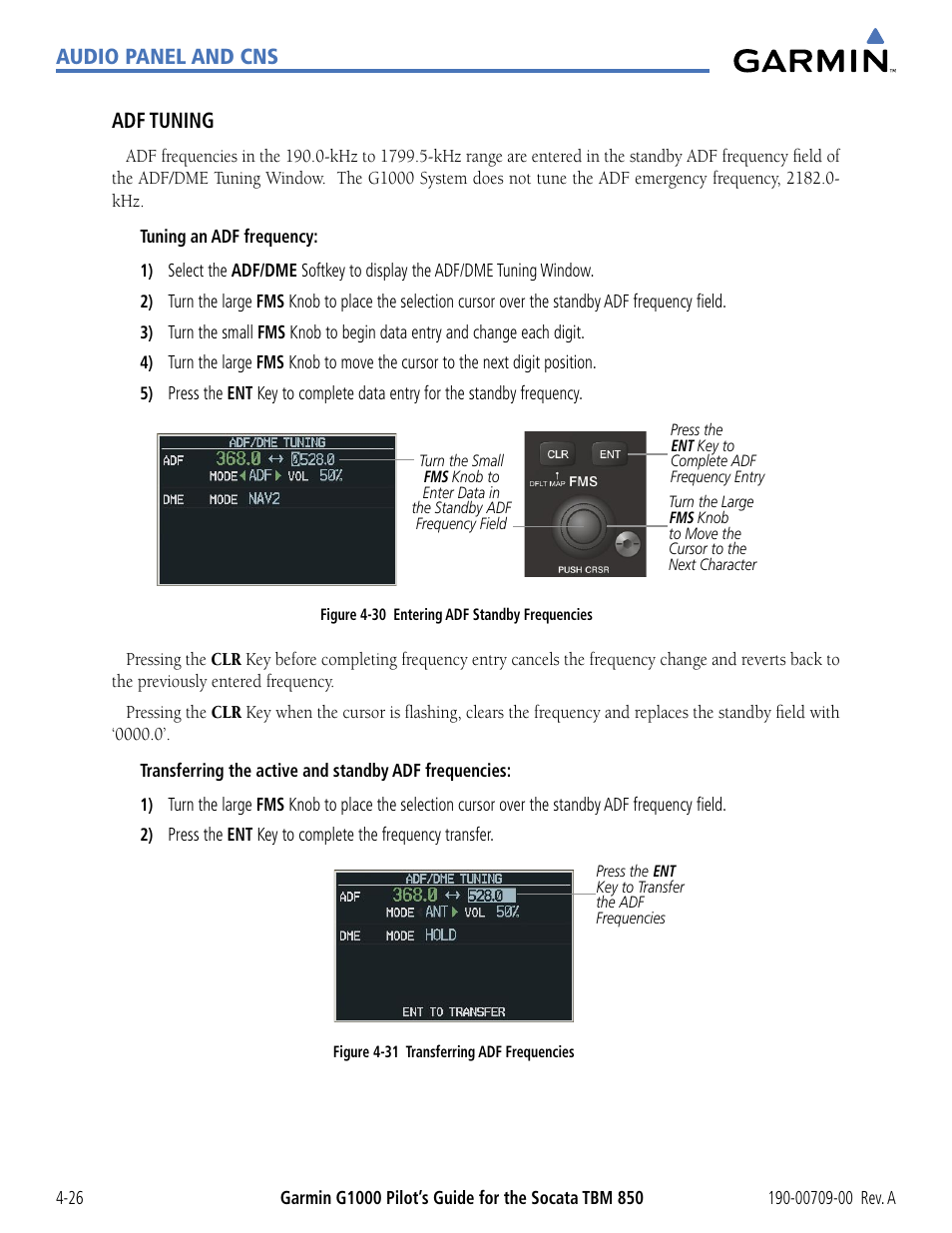 Audio panel and cns adf tuning | Garmin G1000 Socata TBM 850 User Manual | Page 132 / 542