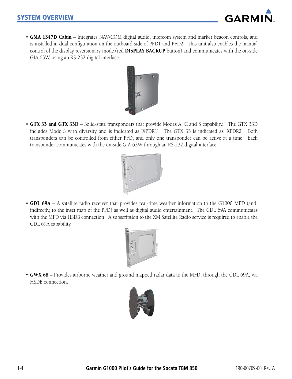 Garmin G1000 Socata TBM 850 User Manual | Page 14 / 542