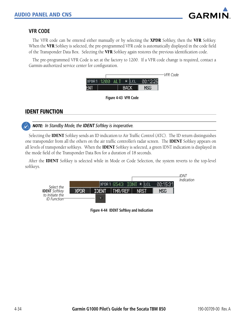 Ident function | Garmin G1000 Socata TBM 850 User Manual | Page 140 / 542