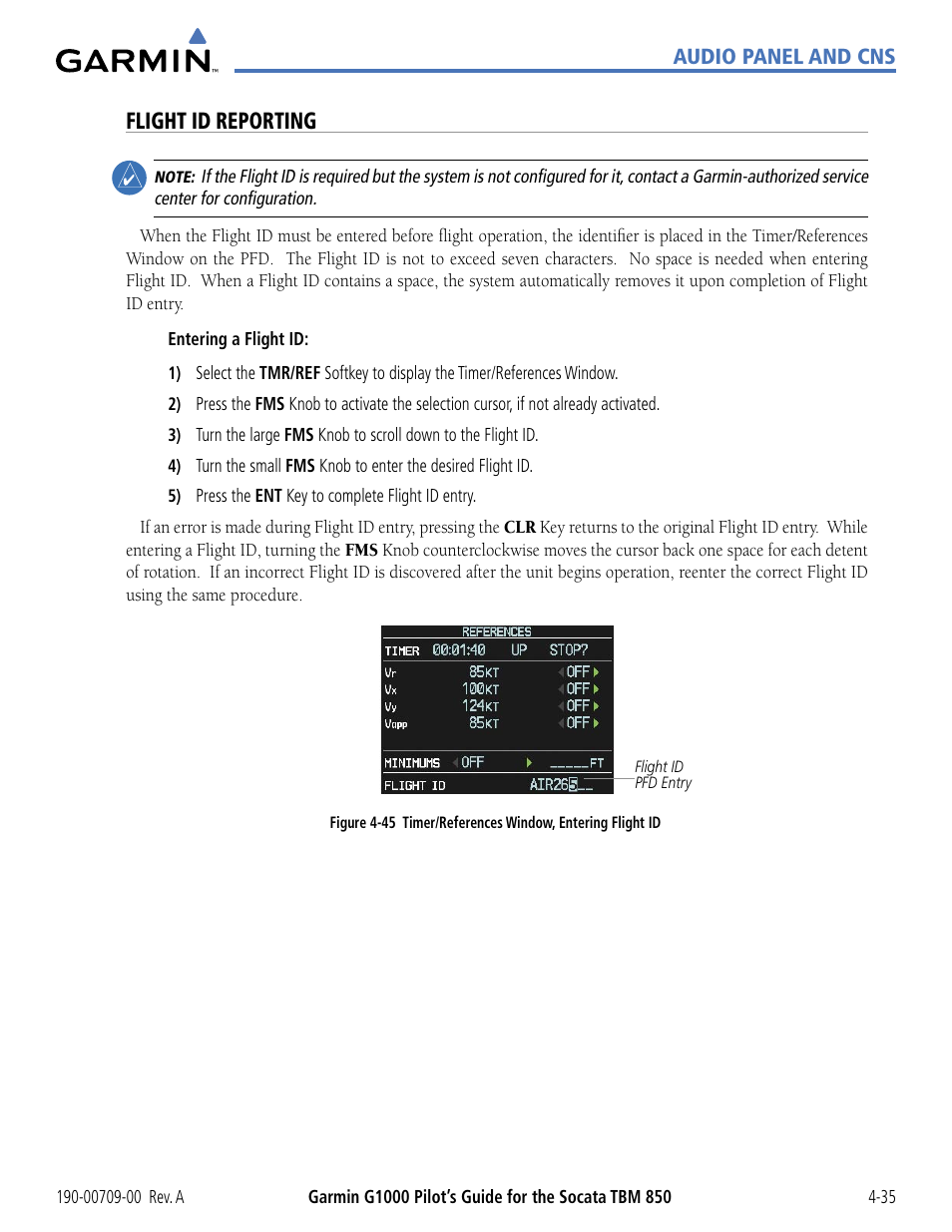 Flight id reporting | Garmin G1000 Socata TBM 850 User Manual | Page 141 / 542