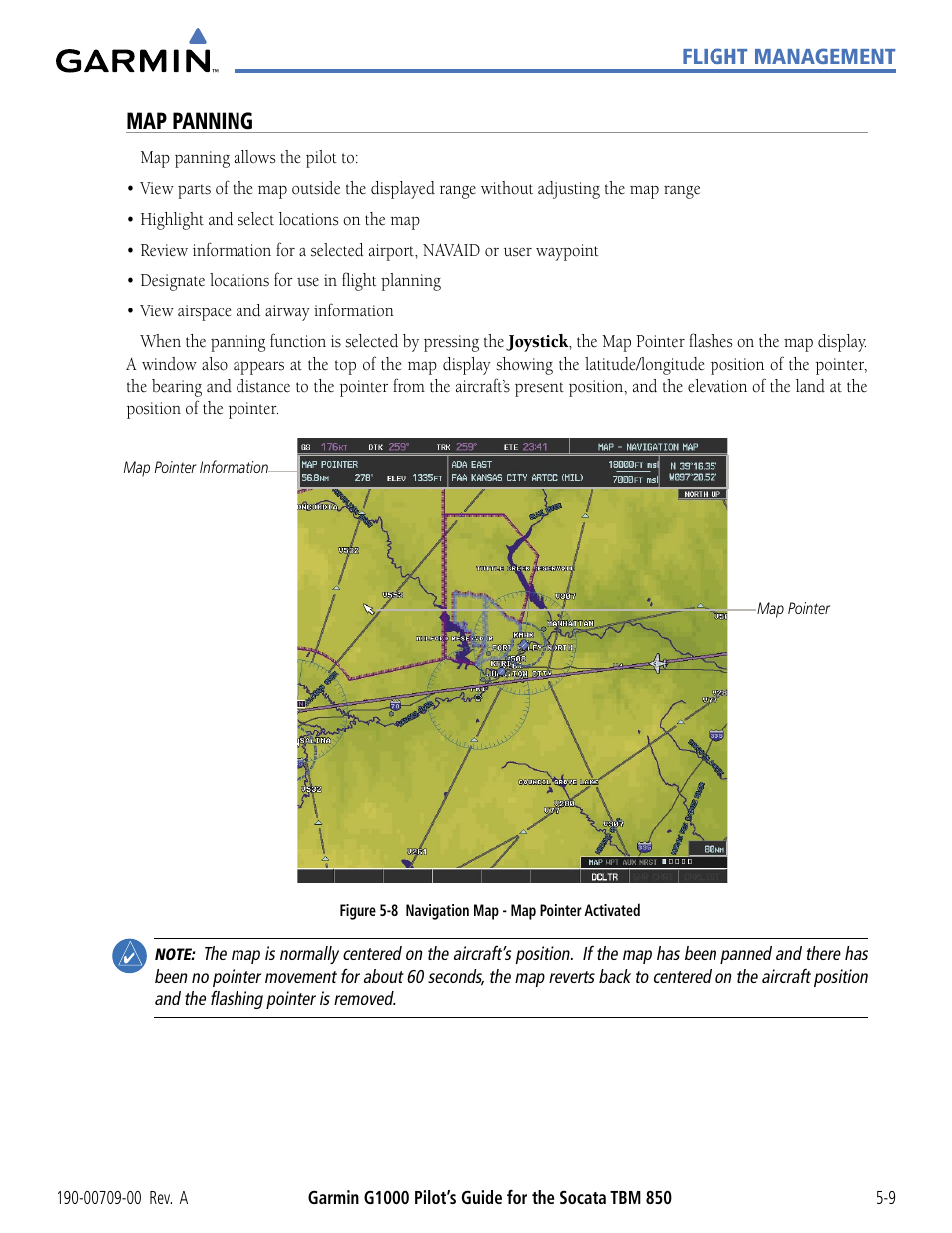 Map panning | Garmin G1000 Socata TBM 850 User Manual | Page 161 / 542