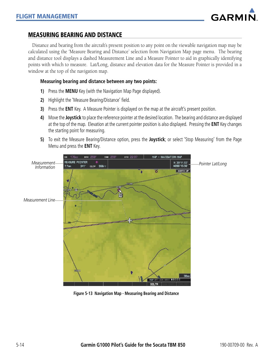 Measuring bearing and distance | Garmin G1000 Socata TBM 850 User Manual | Page 166 / 542