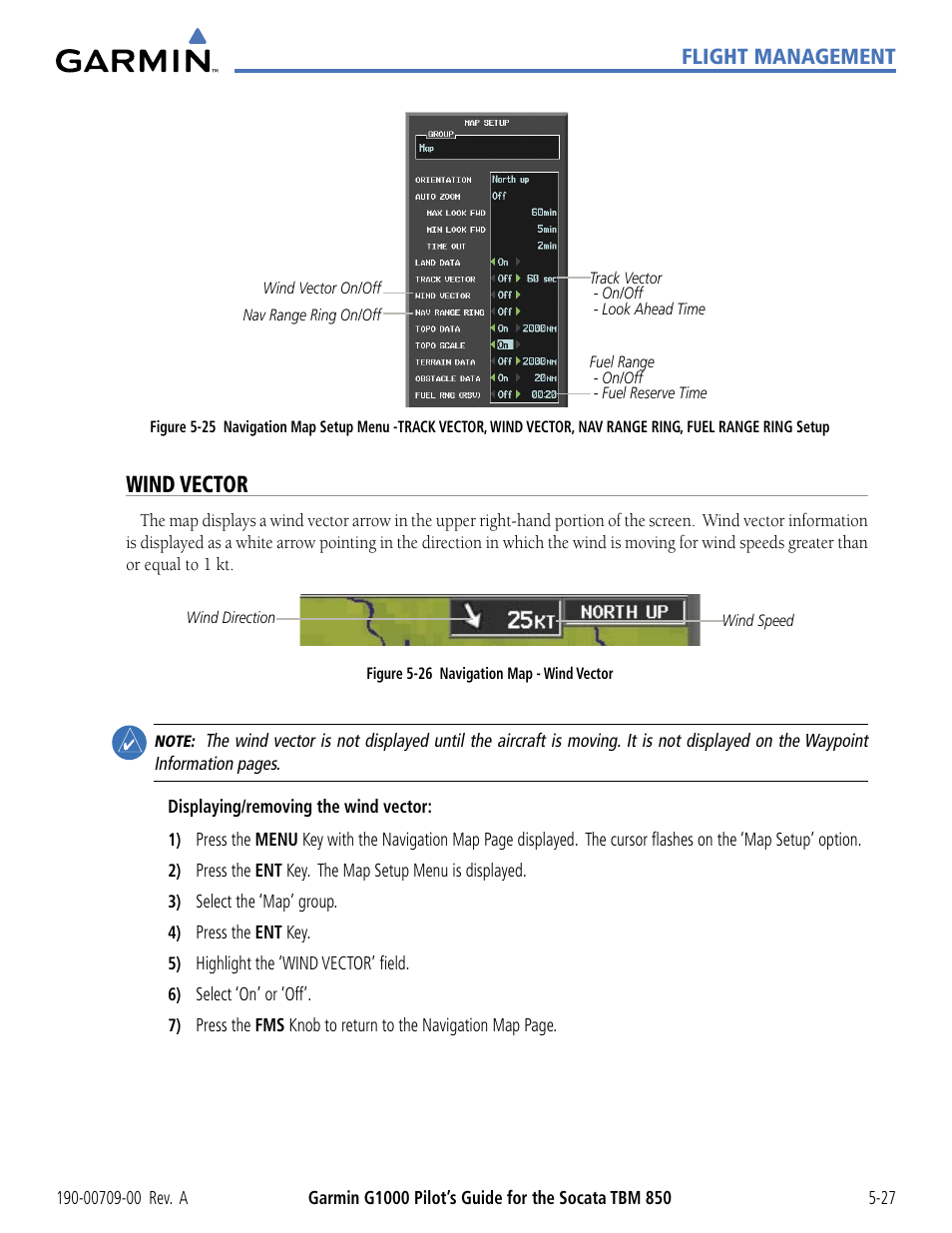 Wind vector, Flight management | Garmin G1000 Socata TBM 850 User Manual | Page 179 / 542