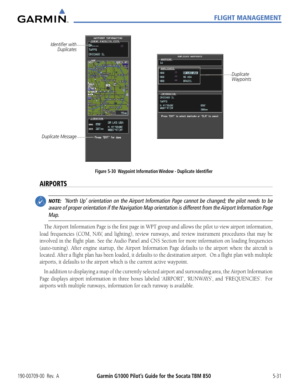 Airports | Garmin G1000 Socata TBM 850 User Manual | Page 183 / 542