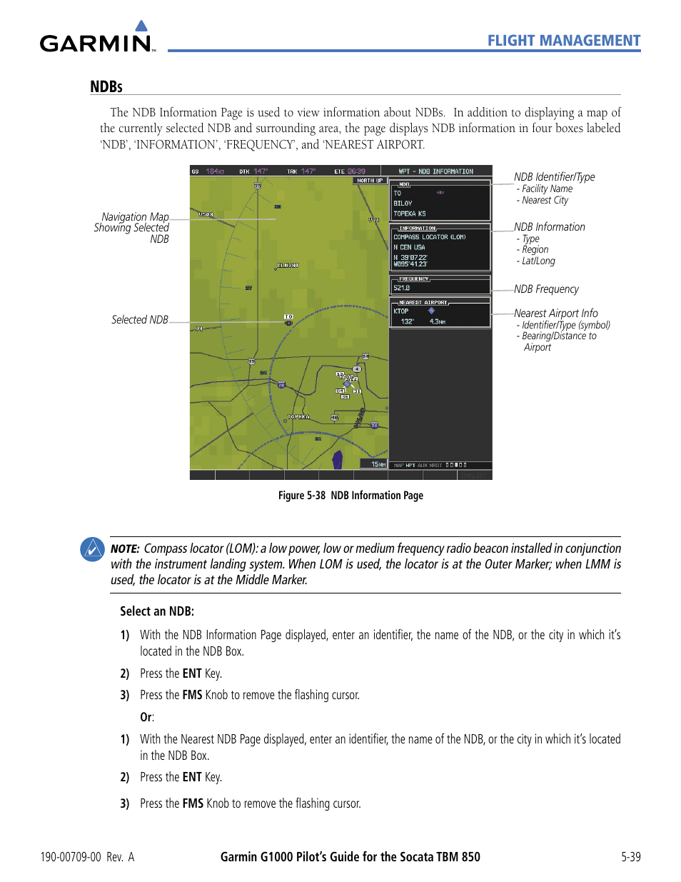 Ndbs, Flight management | Garmin G1000 Socata TBM 850 User Manual | Page 191 / 542