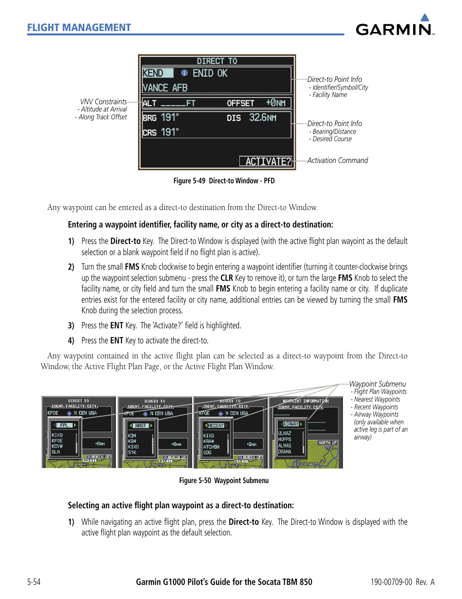 Flight management | Garmin G1000 Socata TBM 850 User Manual | Page 206 / 542