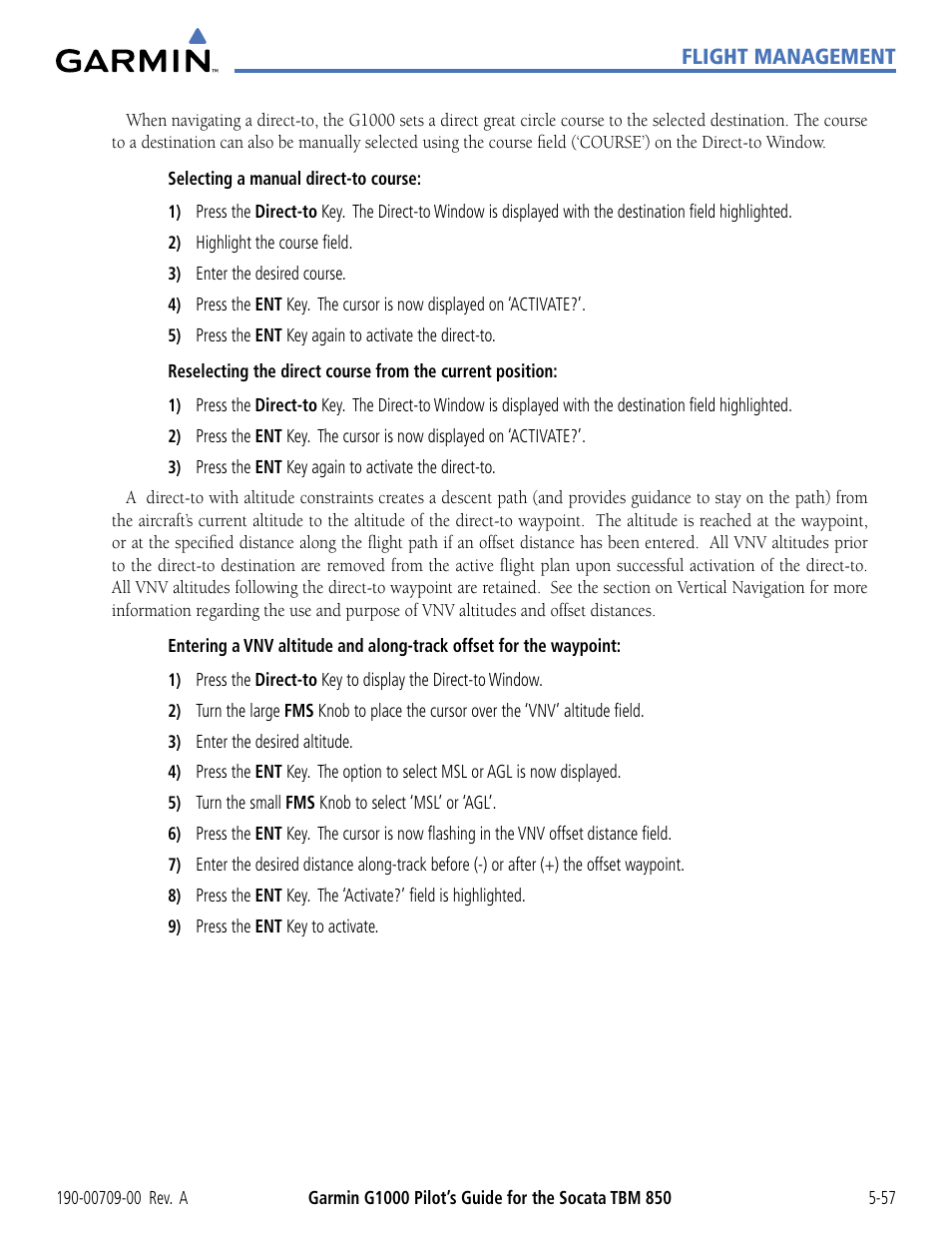 Garmin G1000 Socata TBM 850 User Manual | Page 209 / 542