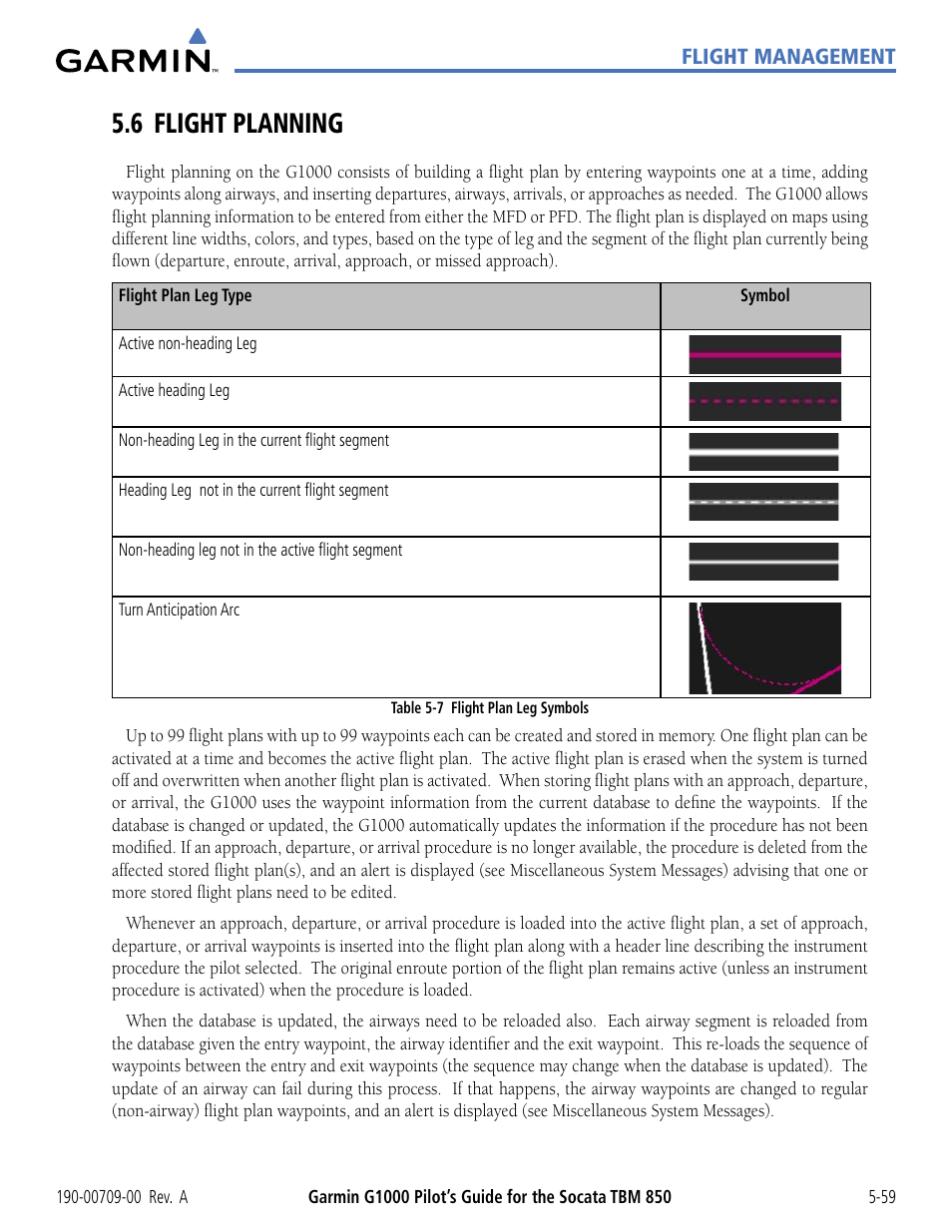 6 flight planning, 6 flight planning -59 | Garmin G1000 Socata TBM 850 User Manual | Page 211 / 542