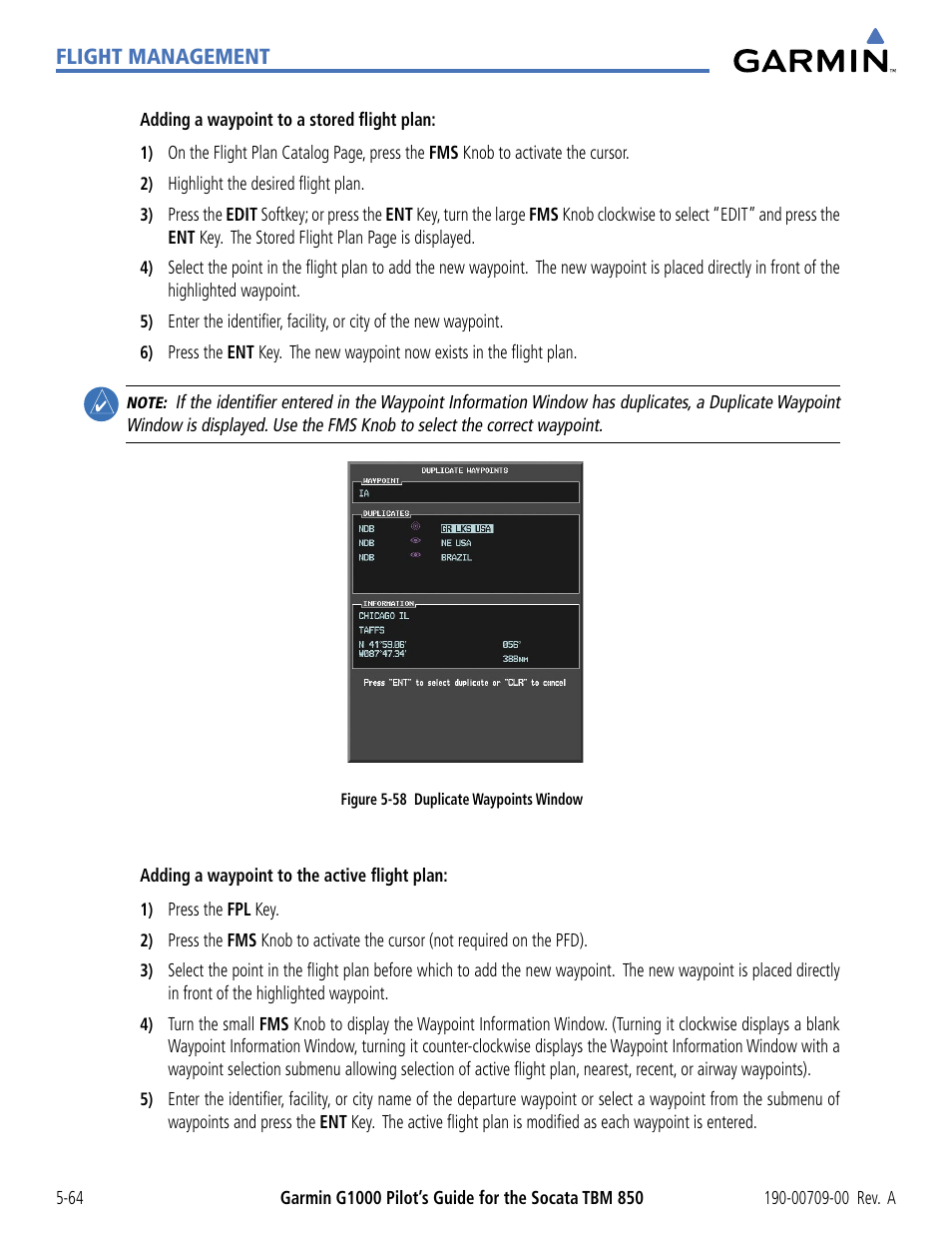 Garmin G1000 Socata TBM 850 User Manual | Page 216 / 542