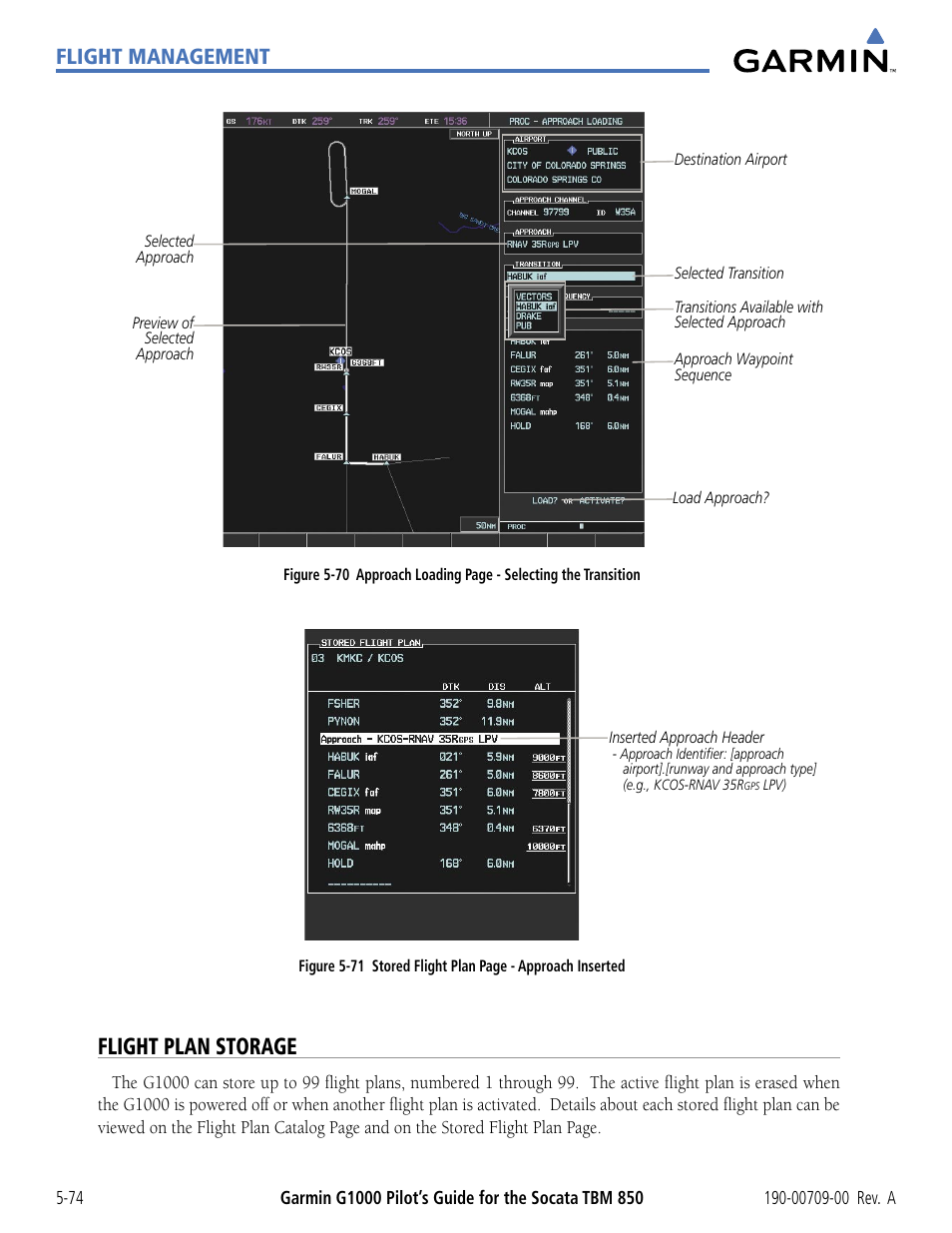 Flight plan storage, Flight management | Garmin G1000 Socata TBM 850 User Manual | Page 226 / 542