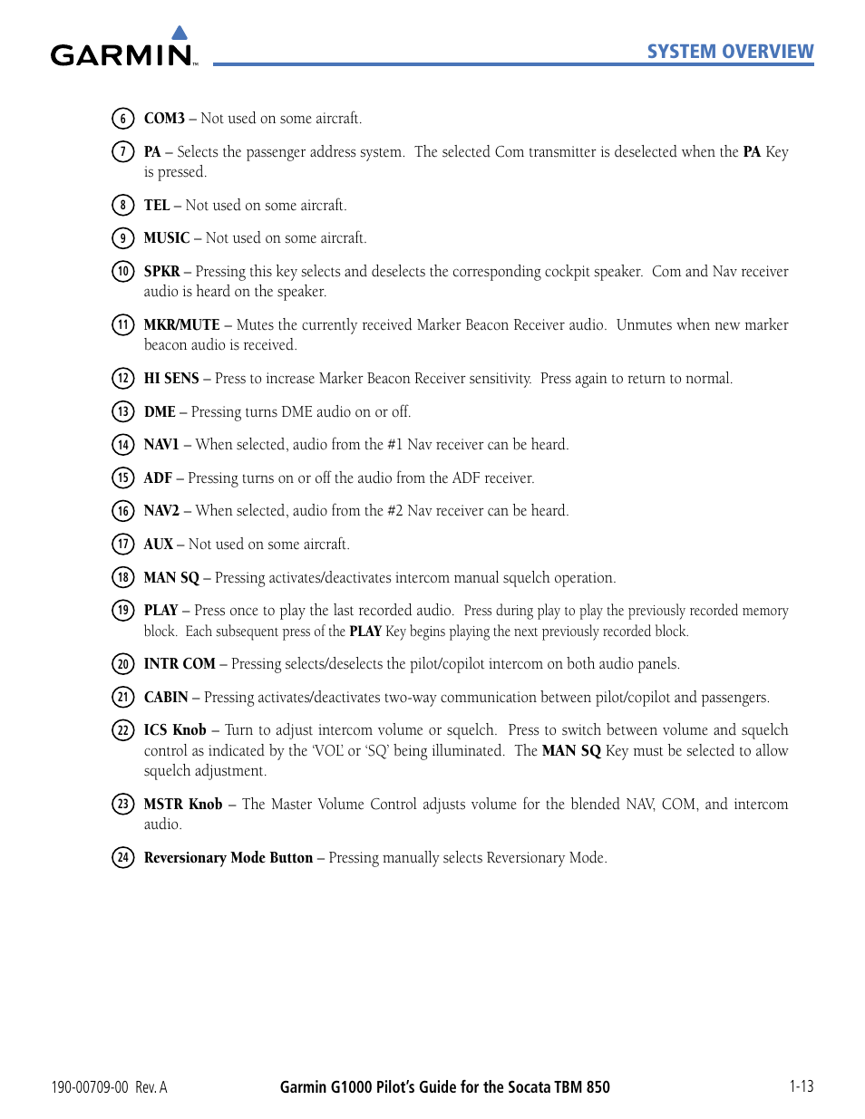 System overview | Garmin G1000 Socata TBM 850 User Manual | Page 23 / 542