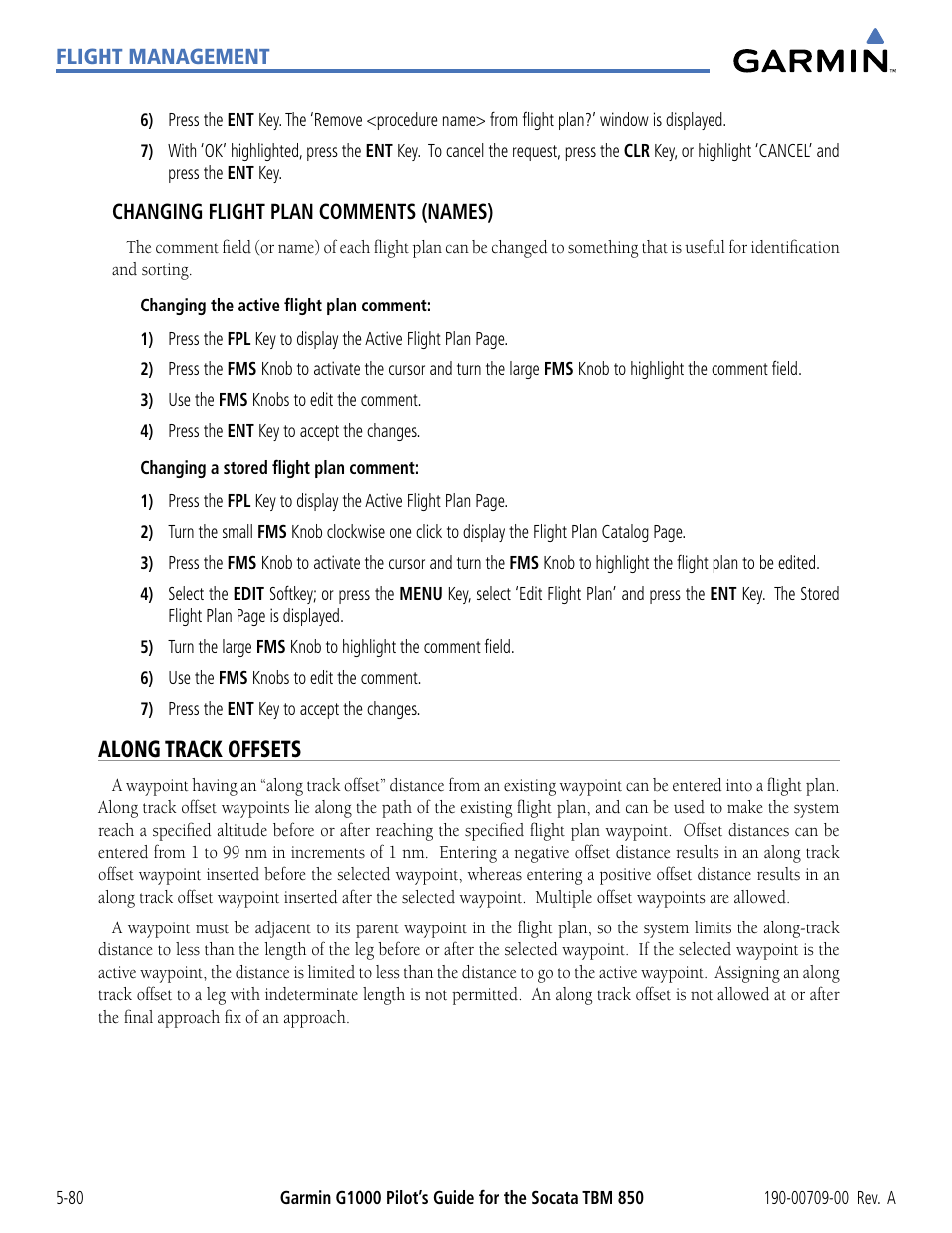 Along track offsets | Garmin G1000 Socata TBM 850 User Manual | Page 232 / 542