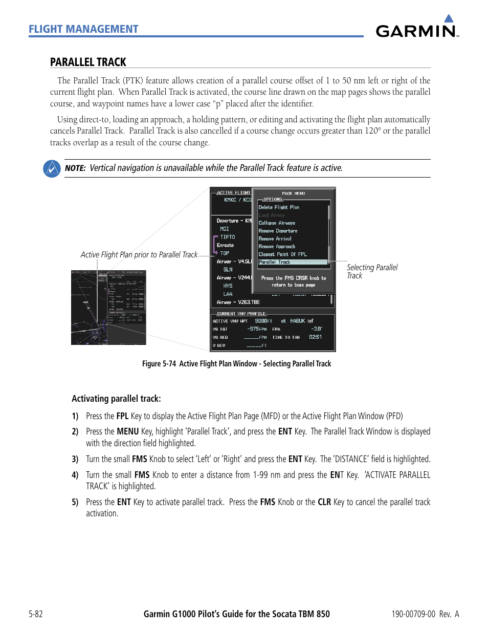 Parallel track | Garmin G1000 Socata TBM 850 User Manual | Page 234 / 542