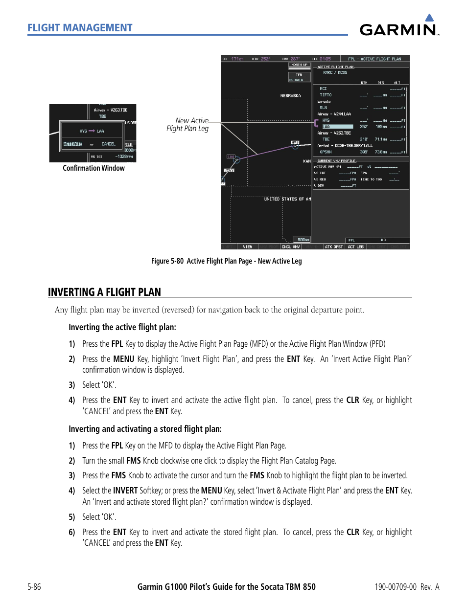 Inverting a flight plan | Garmin G1000 Socata TBM 850 User Manual | Page 238 / 542