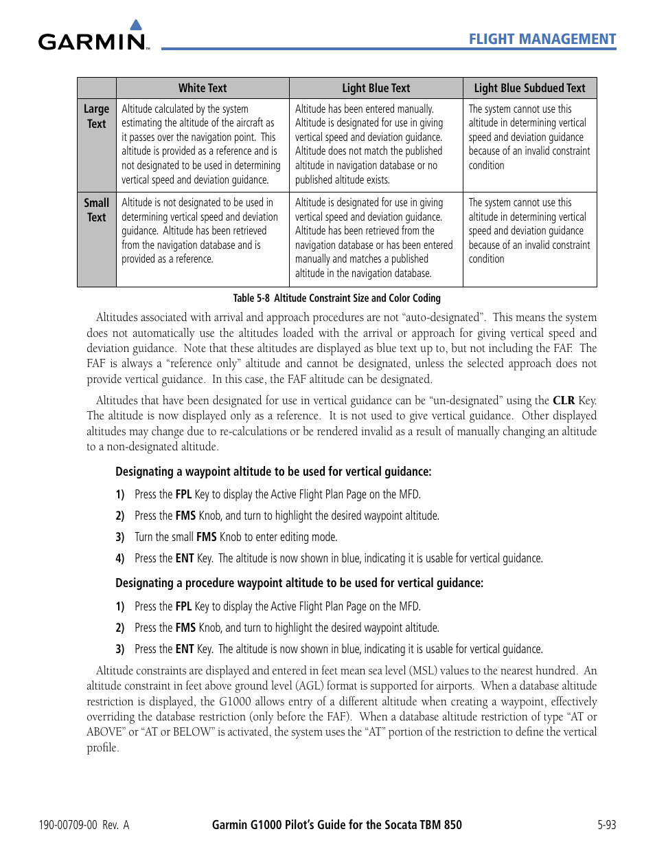 Flight management | Garmin G1000 Socata TBM 850 User Manual | Page 245 / 542
