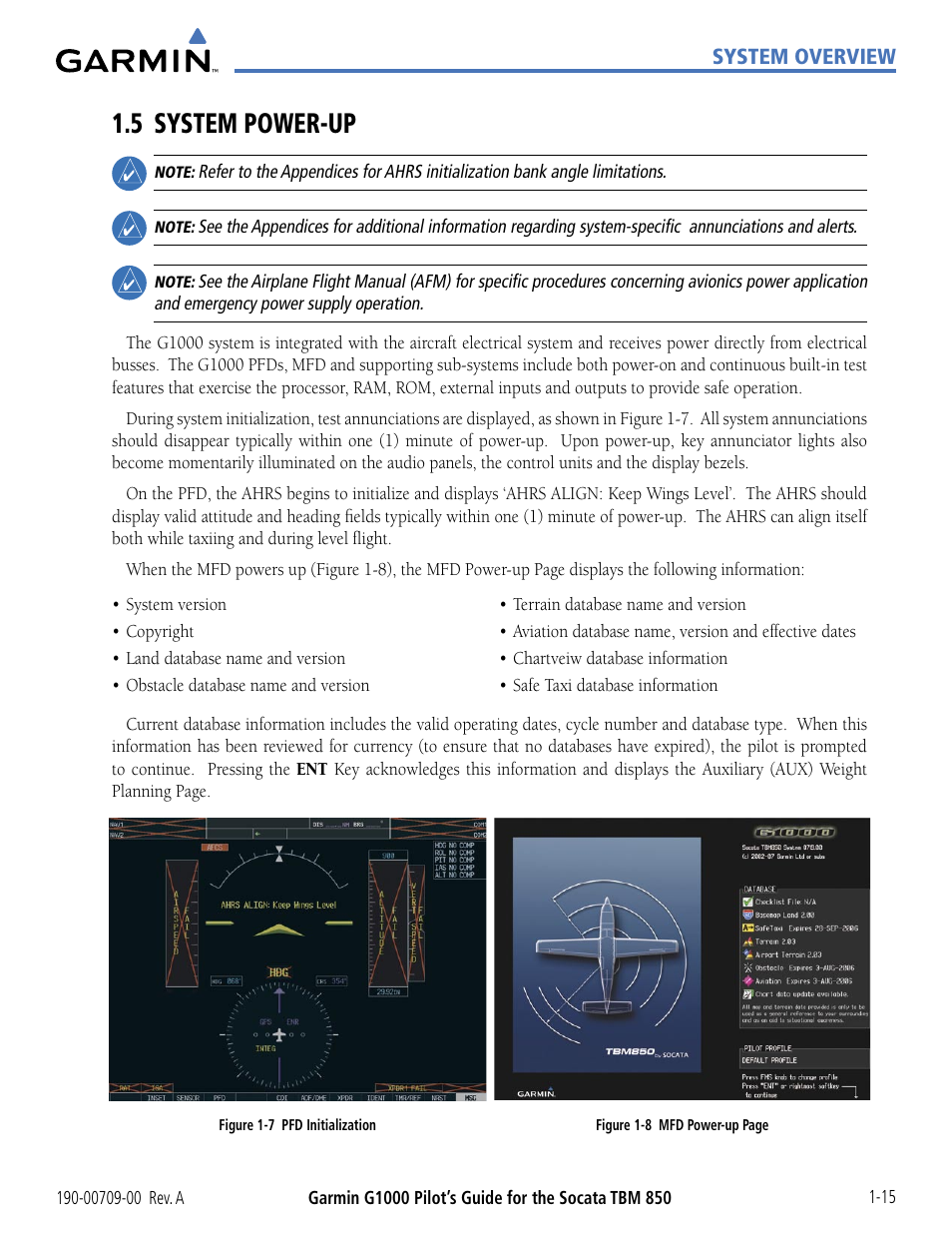 5 system power-up, 5 system power-up -15 | Garmin G1000 Socata TBM 850 User Manual | Page 25 / 542